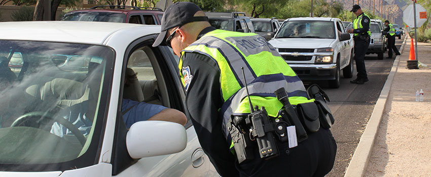 Mesa Police at Mesa DUI Checkpoint