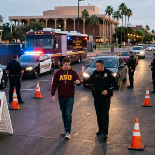 DUI Field Sobriety Tests and Portable Breath Tests on Arizona University Campus