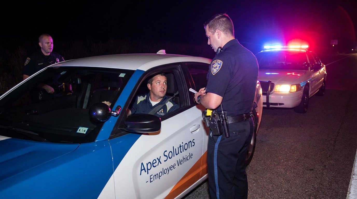 DUI in an employee vehicle.