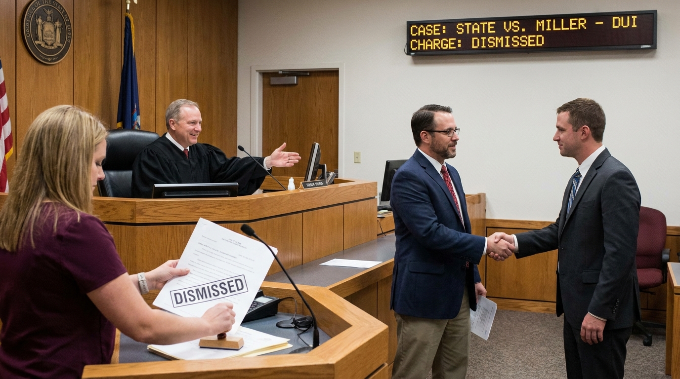 DUI charge being dismissed.