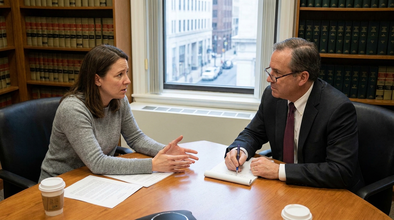 Client asking lawyer questions.