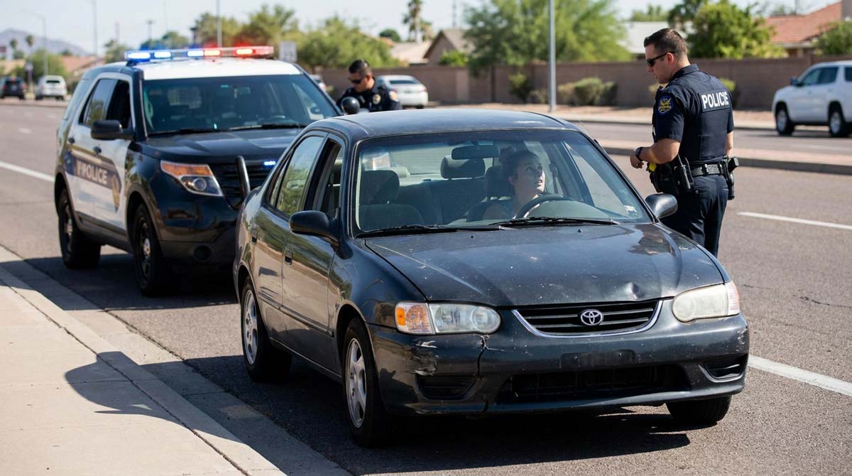 Female pulled over by Phoenix Police after a hit and run